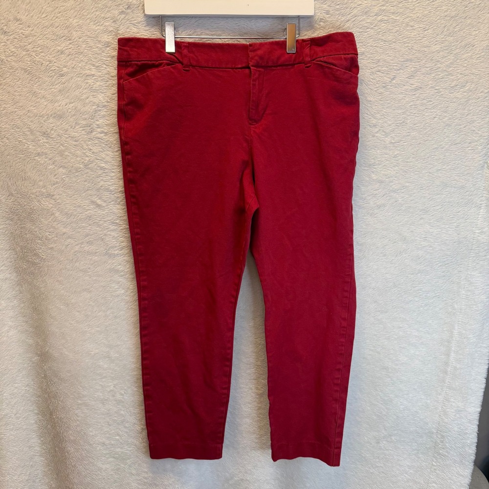 Old Navy Pixie Ankle Pants Womens 14 Red Burgundy Stretch Skinny Work Pants